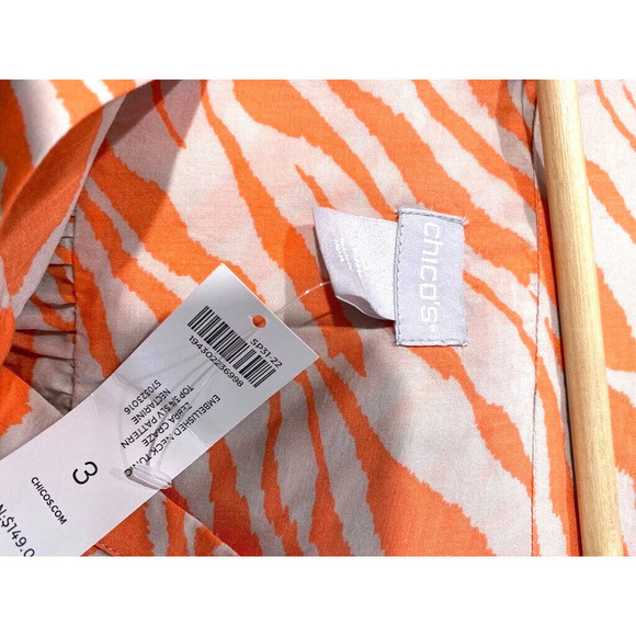 CHICO'S - embelished neck orange tunic zebra craze women's size 3 (large) - Picture 9 of 9